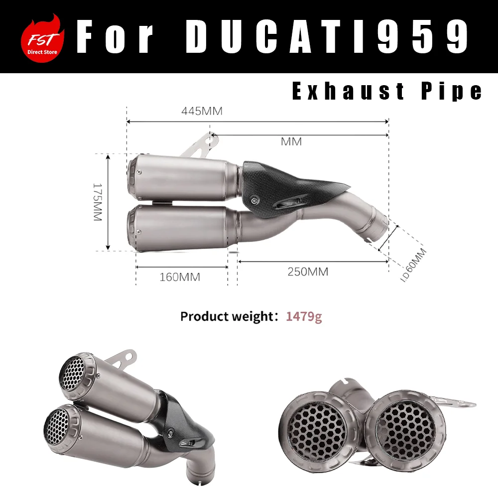 Modified Titanium Rear Exhaust for Ducati 959, Special Exhaust with Non-Destructive Installation