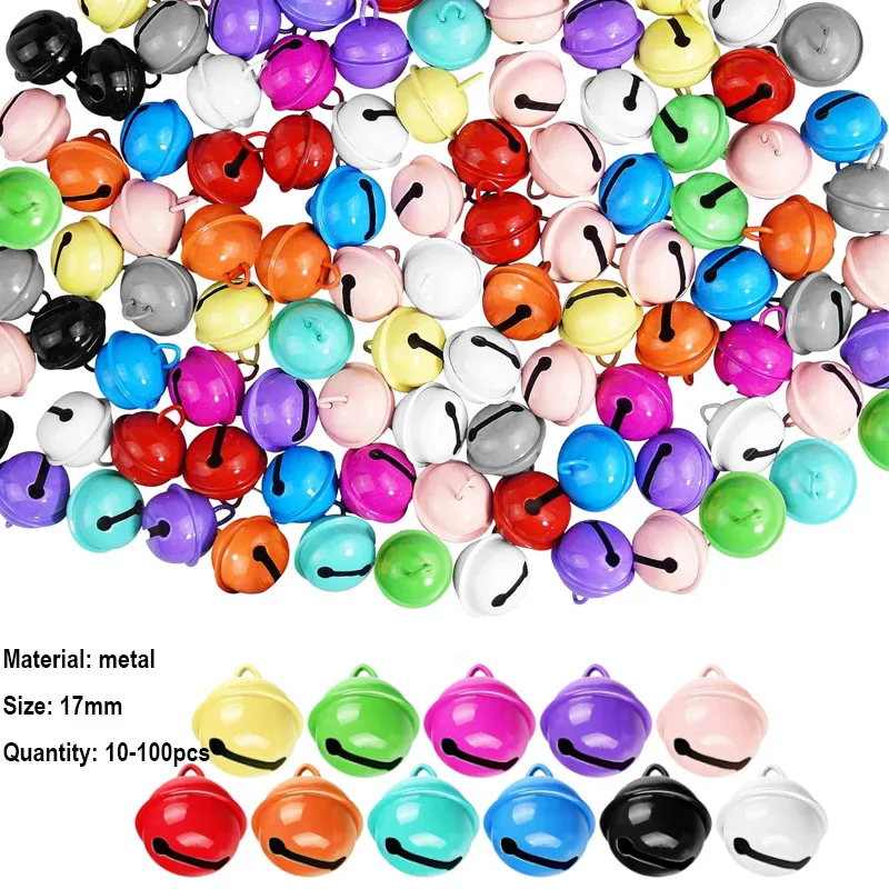 New 10-100pcs 17mm colorful Jingle Bells Iron Pendants Hanging Christmas Tree Ornaments Christmas Decorations Party DIY