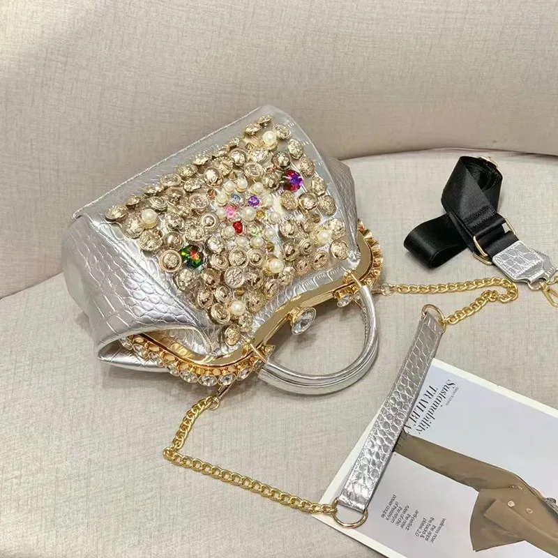 Women's multi-purpose bag 2025 New style handcrafted beaded rhinestone trendy single-shoulder crossbody bag handbag