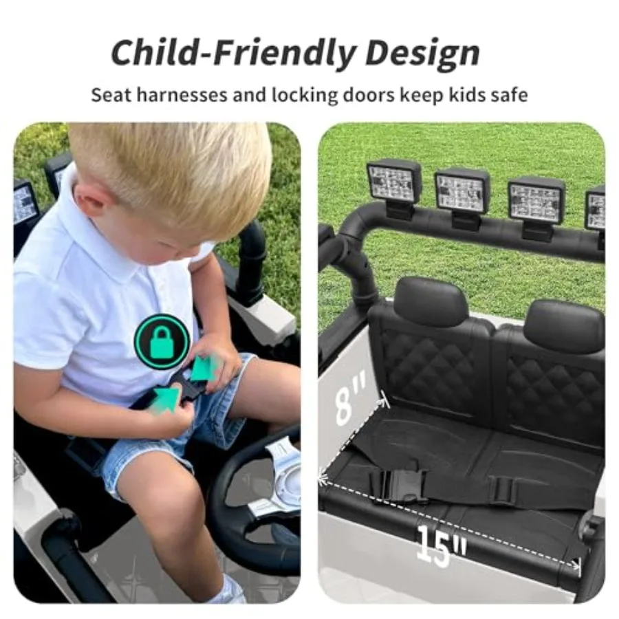 Passeio no carro de brinquedo 12V carro elétrico para com luz LED de controle remoto - branco