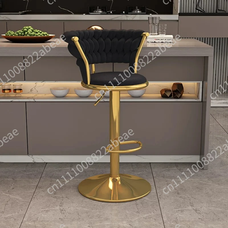 Modern High Bar Chair, Rotating Adjustable Counter Stool, Easy Clean Steel Cashier Seat, Colorful Home Backrest Bar Stool