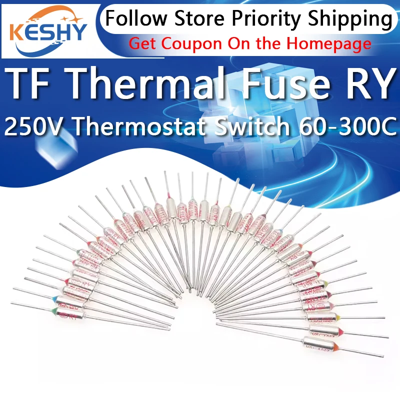 5PCS TF Thermal Fuse RY 10A 15A 250V Temperature Fuse Temperature Control Thermostat Switch 120 142 155 172 216 240 280 Degree