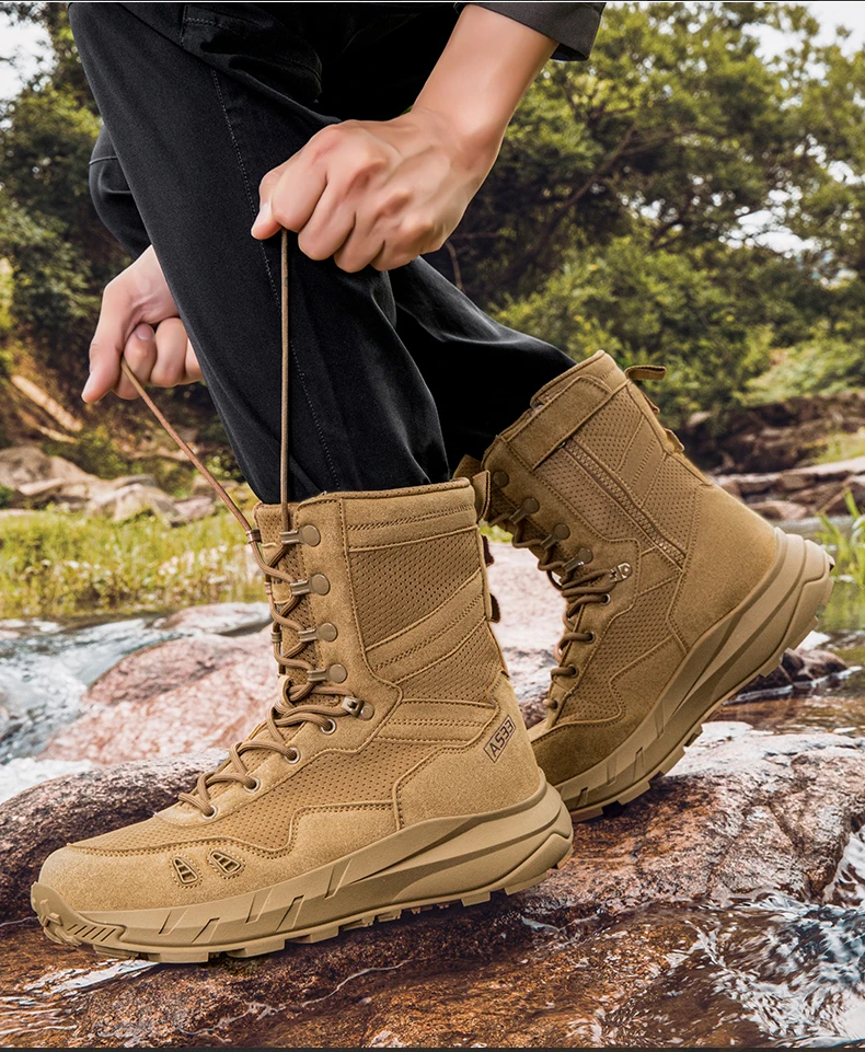 Neue taktische Stiefel für Herren, atmungsaktiv, wasserdicht, ultraleicht, für den Außenbereich, für Herren, Armee-Stiefel, schnelle Reaktion, Schnürung, Sicherheitsarbeit – Detail 21