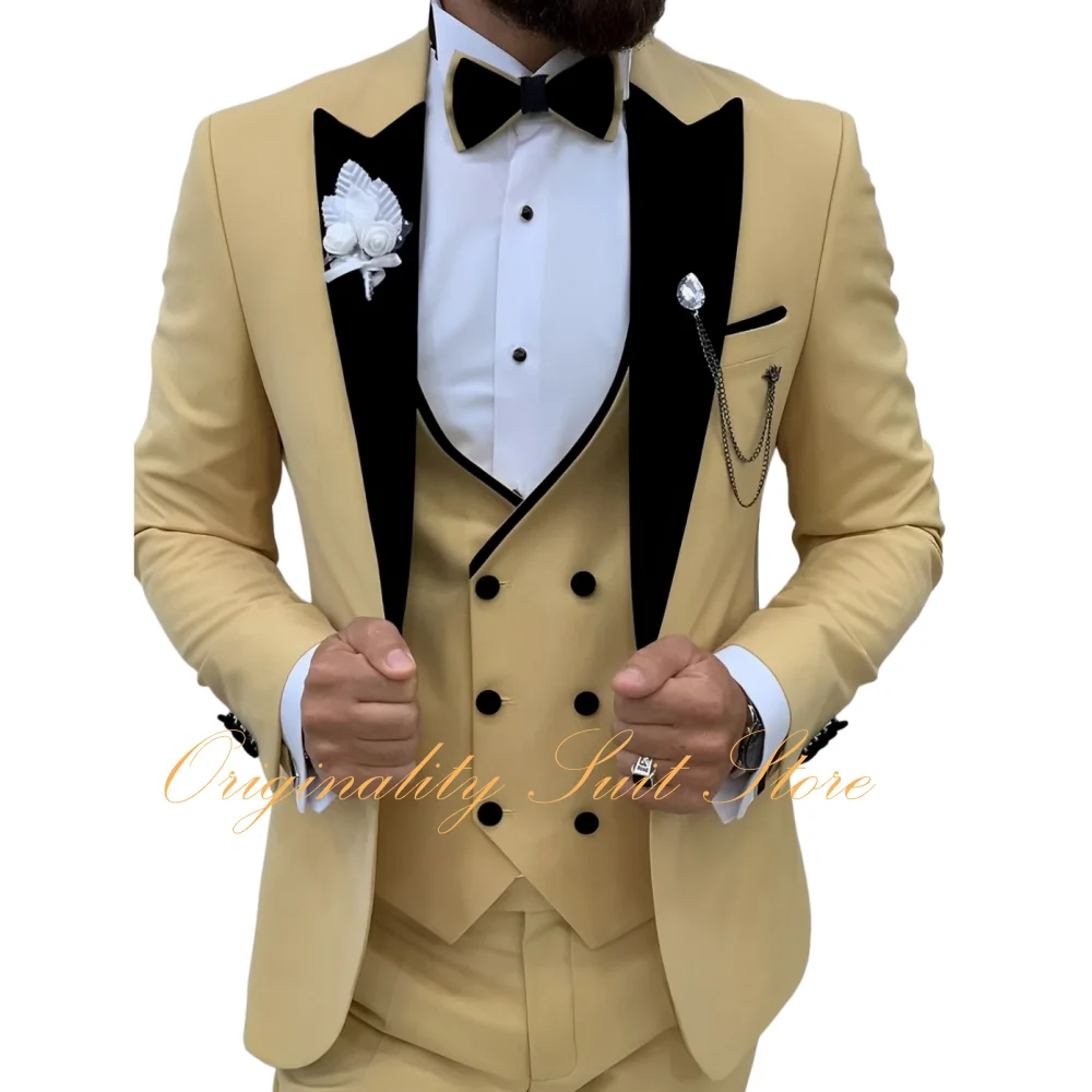

Formal 3 Piece Mens Tuxedo Slim Fit Suit for Men Wedding Homecoming Blazer Vest Pants Men's Suits
