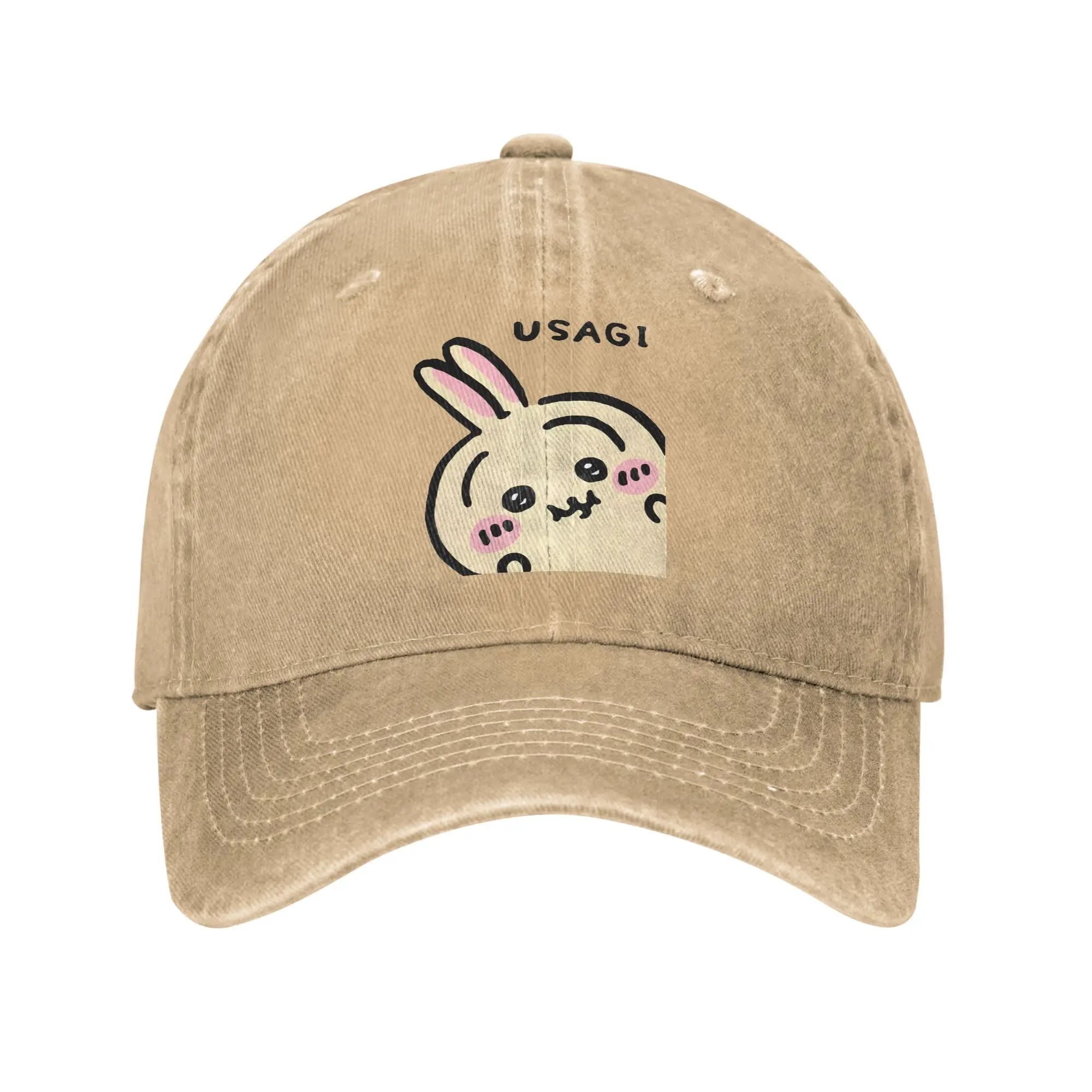 Peek a Boo Usagi Chiikawas Hachiware Men Women Baseball Caps  Distressed Denim Washed Caps Hat Casual Fit Snapback Cap