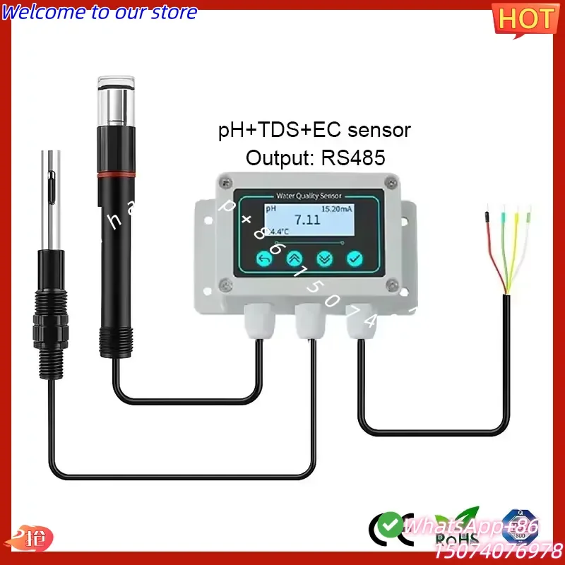2026 Aquaculture 2 in 1 Water Quality Analysis RS485 4-20mA 0-5V Meter Digital Instruments Water Detection EC TDS PH Probe
