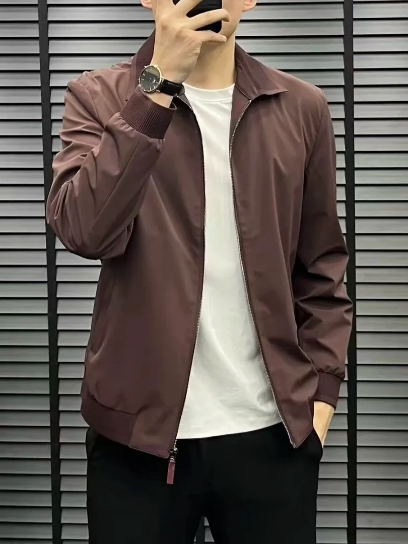 

Spring Autumn Men's New Style European Administrative Collar Jacket Coat Old Money Style Versatile Elegant Standard Fit Outer...