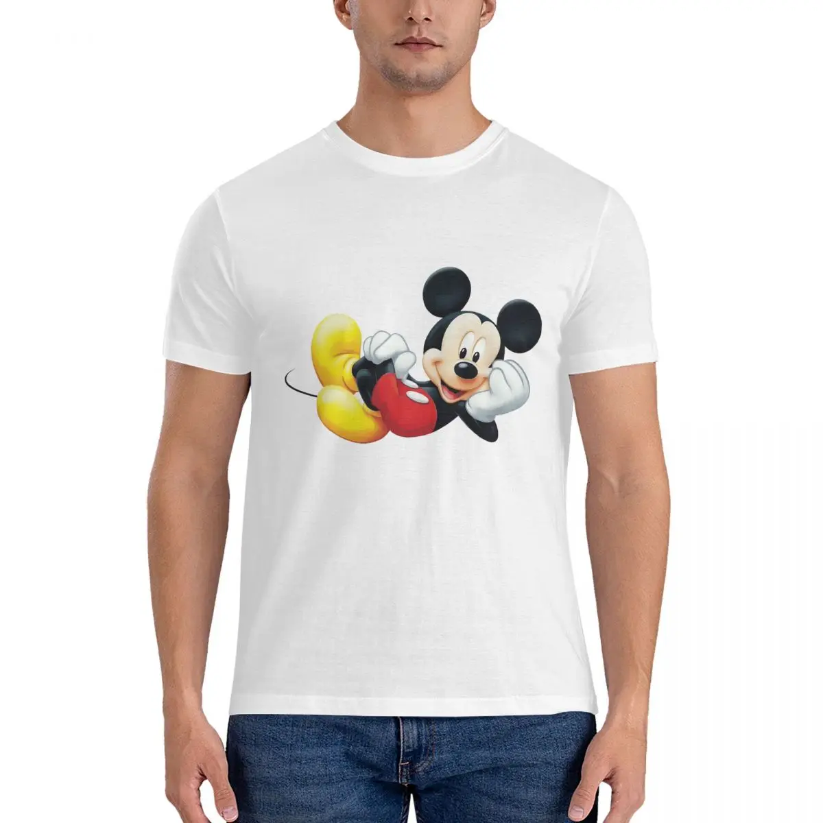 メンズディズニーミッキーマウスTシャツ,クリエイティブTシャツ,半袖クルーネックTシャツ,純綿Tシャツ,リラックスTシャツ,新着