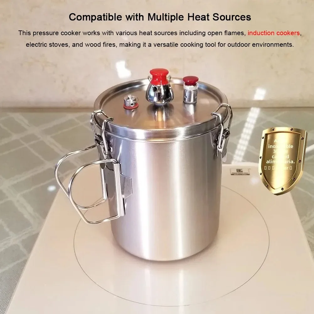 قدر ضغط صغير خفيف للغاية 304 من الفولاذ المقاوم للصدأ مع مقبض قابل للطي للتخييم في الهواء الطلق وعاء طبخ محمول مدمج منفرد