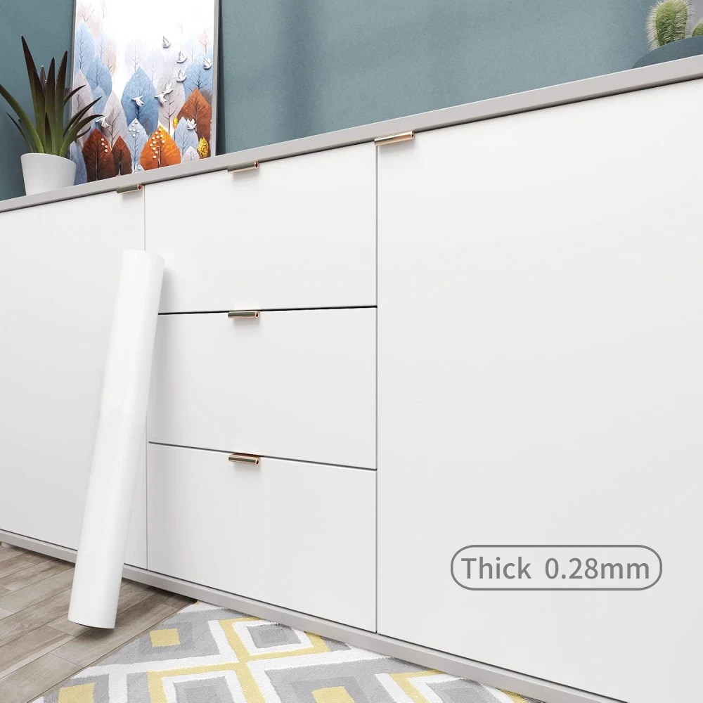 

60cm/80cm Self-adhesive Wallpaper Decorative Vinyl White Wall Stickers for Livingroom Furniture Wall Kitchen Cabinets Decoration