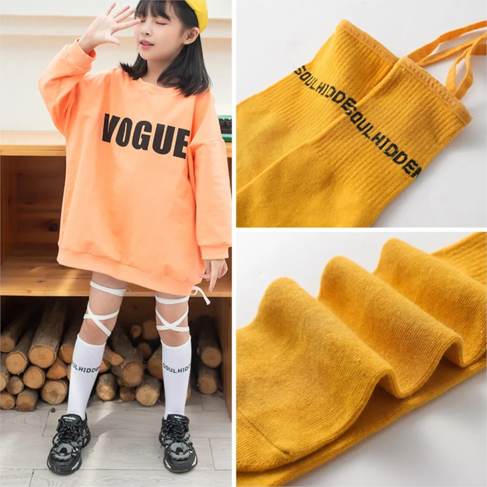 Spring and Autumn Tide Bind Socks Tube Sock Children crus Socks Stockings Bound Fluorescent Color Half tube sock