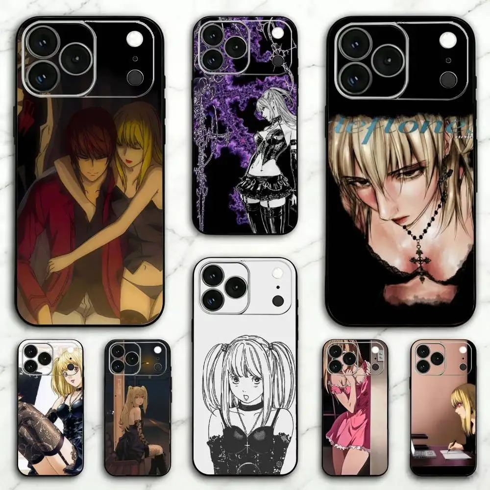 

Misa anime D-Death N-Note Phone Case For iPhone 17,16,15,14,13,12,11 Plus,Pro Max,XS,Soft Silicone Black Cover