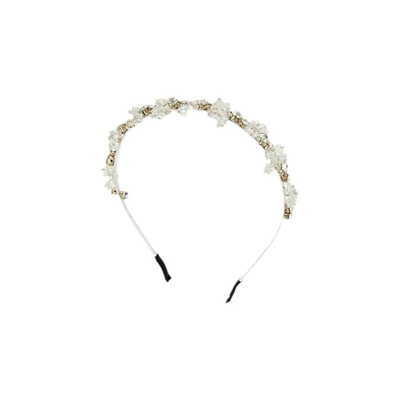 Fashionable Girl Geometric Shiny Crystal Metal Texture Hair Hoop High Quality Elegant Style Pressure Hair Hoop Headwear