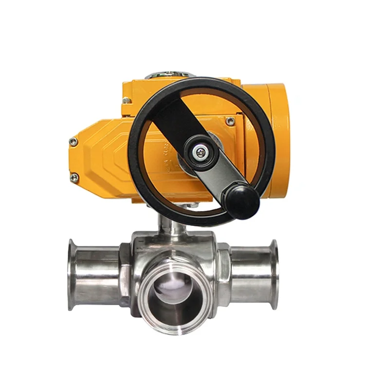 

COVNA Food Grade Motorized Automated Valves Regualting Sanitary Electric Actuator 3 Way Ball Valve