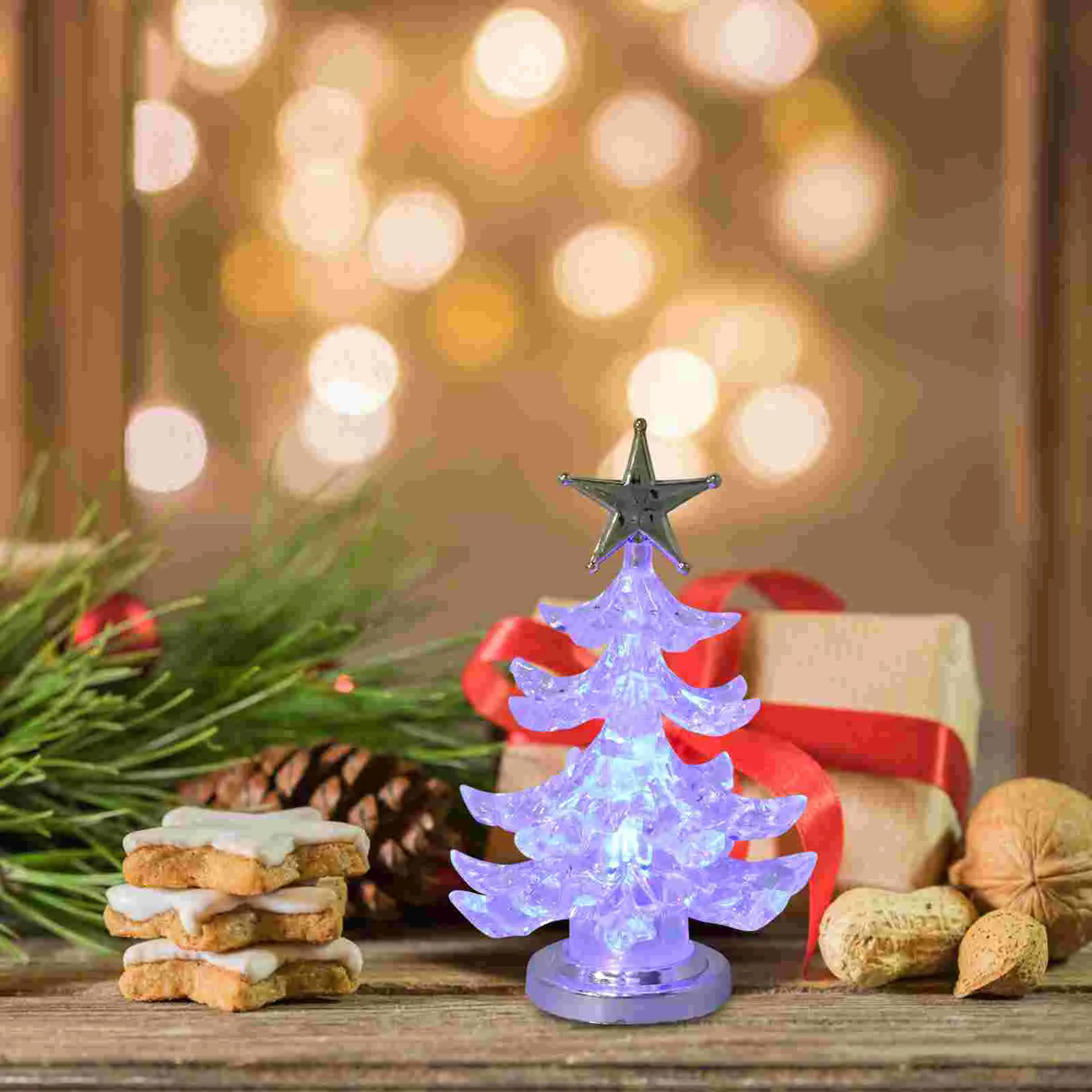 Tabletop Christmas Trees Decorations LED Night Light Acrylic Bed Lamp White Outdoor Lights