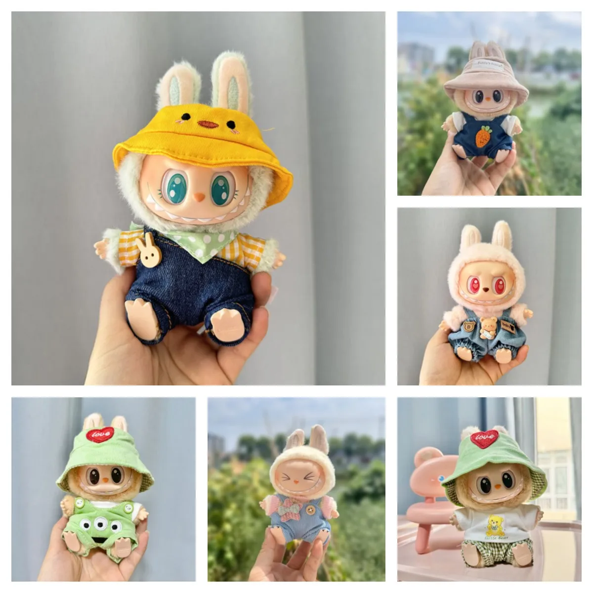 Pakaian boneka mewah Mini 17cm, aksesori pakaian untuk Korea Kpop Exo Labubu I II boneka idola duduk pesta overall hadiah pakaian