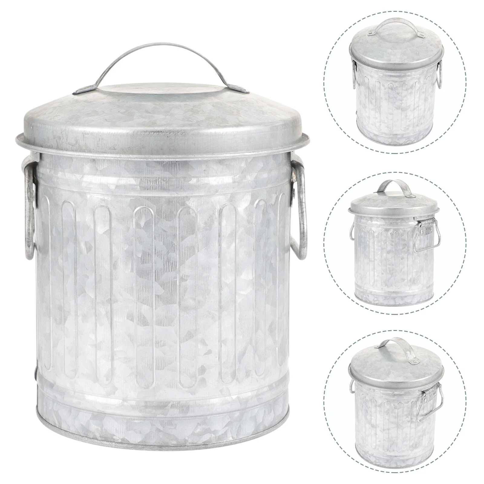 

Mini Tin Flower Bucket Compost Bin Decorative Trash Iron Creative Rubbish Office Bins