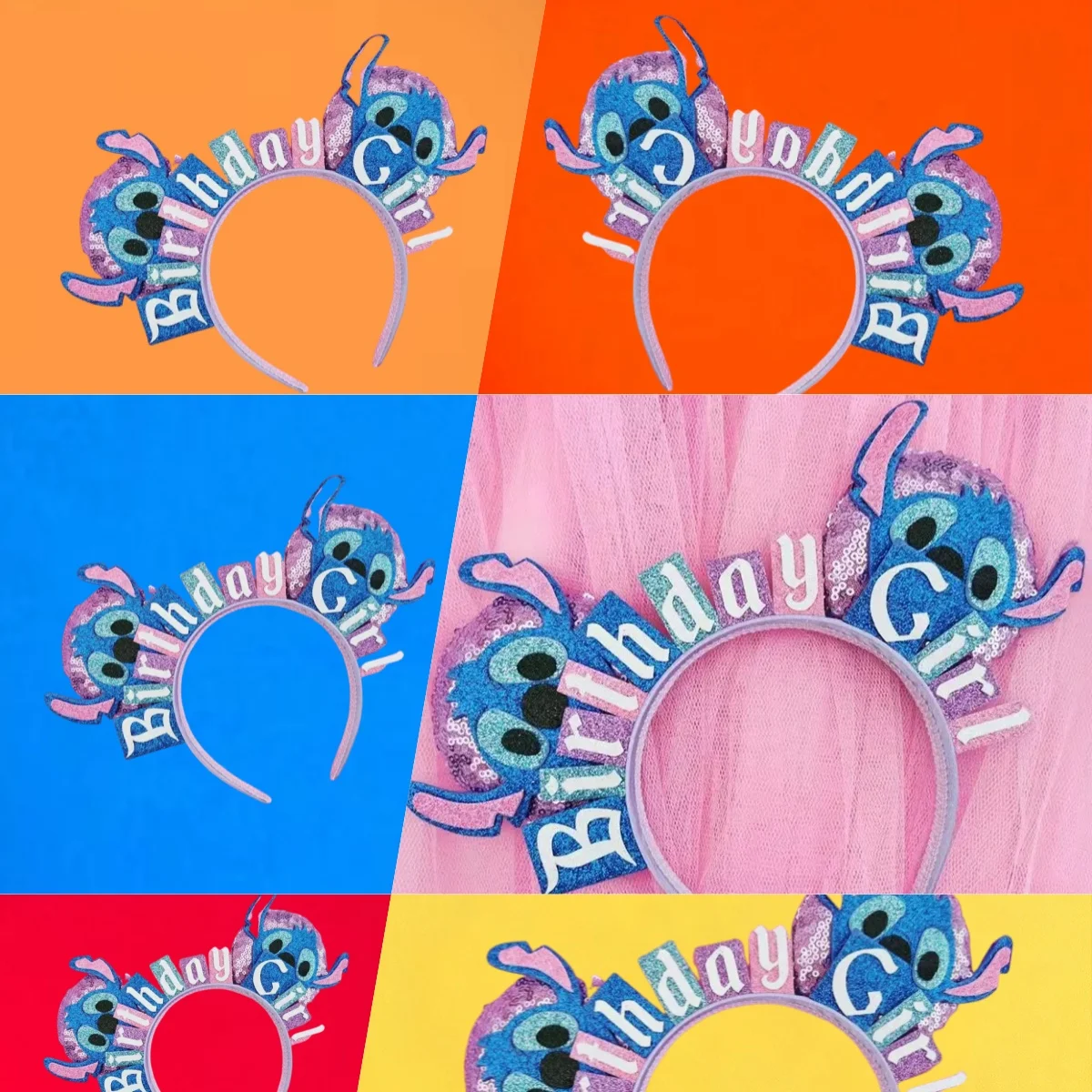 Alles Gute zum Geburtstag Lilo Stitch Stirnband Ohr für Erwachsene Disney Mickey Mouse Stirnbänder Frauen Party Haarschmuck Mädchen Kind Haarband