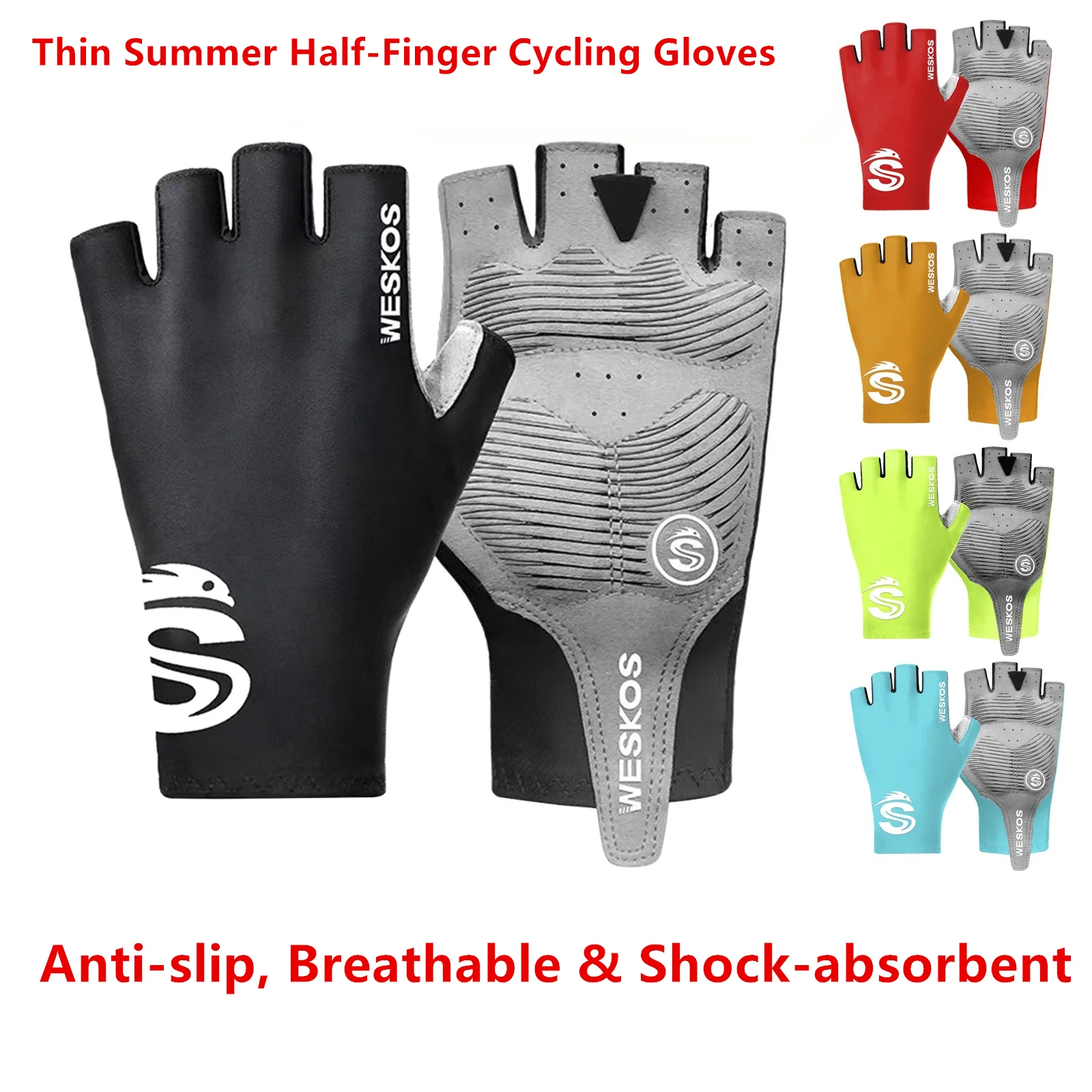 Cycling Gear Lycra - Guantes de ciclismo acolchados SBR de