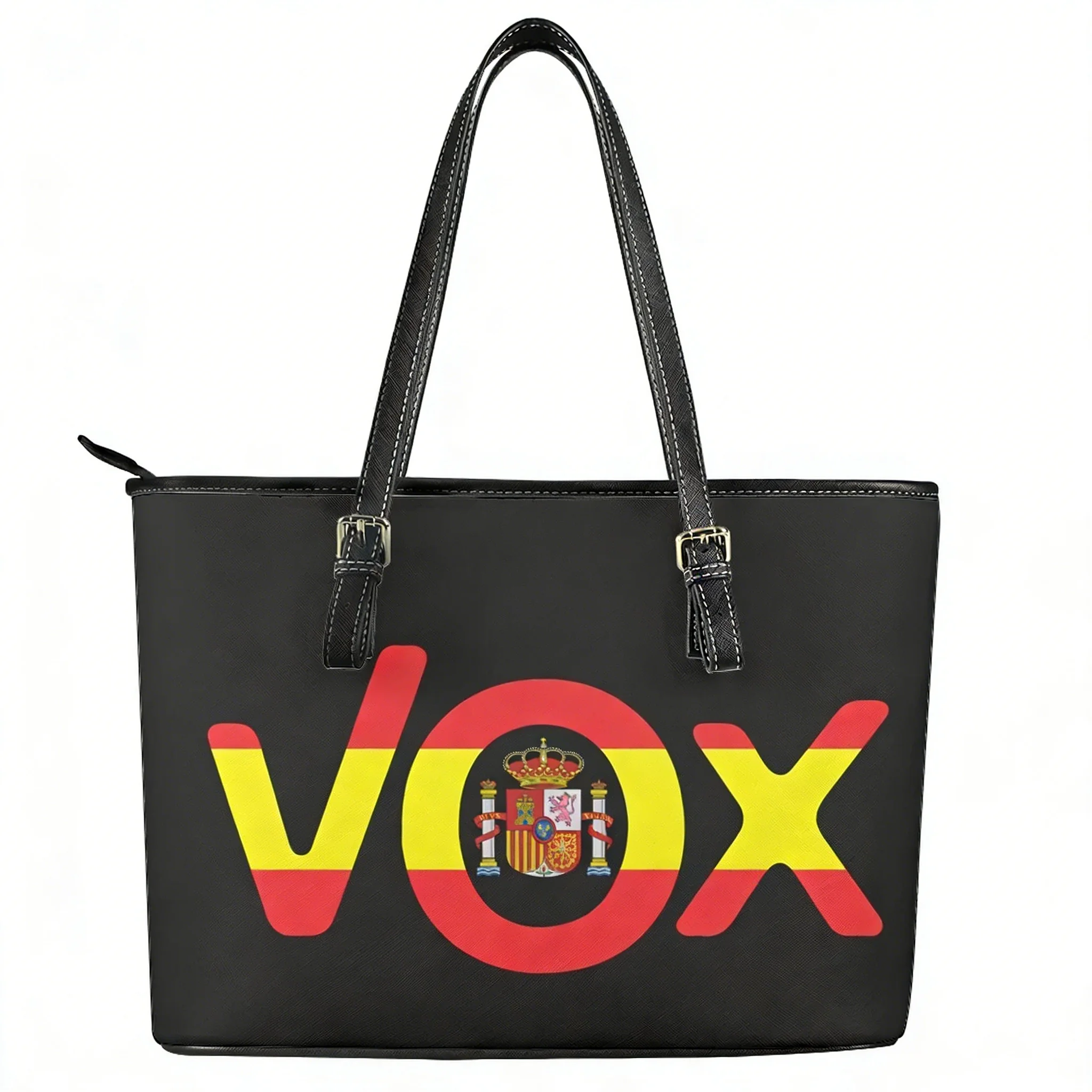 

Spanish National Emblem Vox Custom Handbag Womens Mens Personalized Tote Bag Shoulder Bag Business Leather Purse Travel Bag Gift