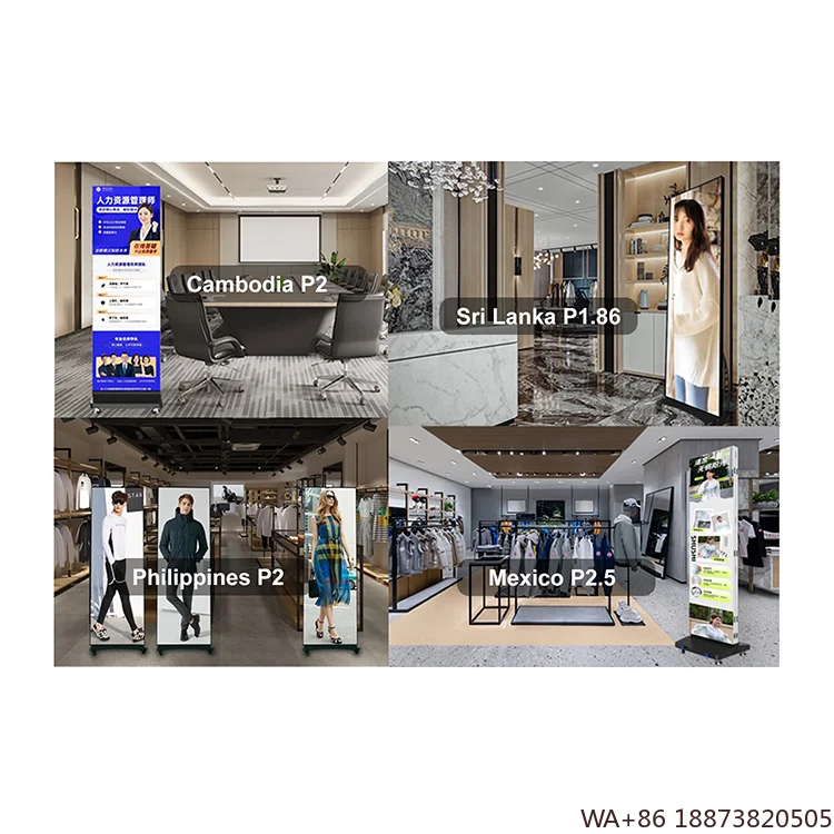 LED المنتجات الساخنة الذكية الرقمية P1.25 P1.8 P2 P2.5 شاشة مرآة الإعلان الإلكترونية واي فاي USB شاشة عرض الملصق الداخلي