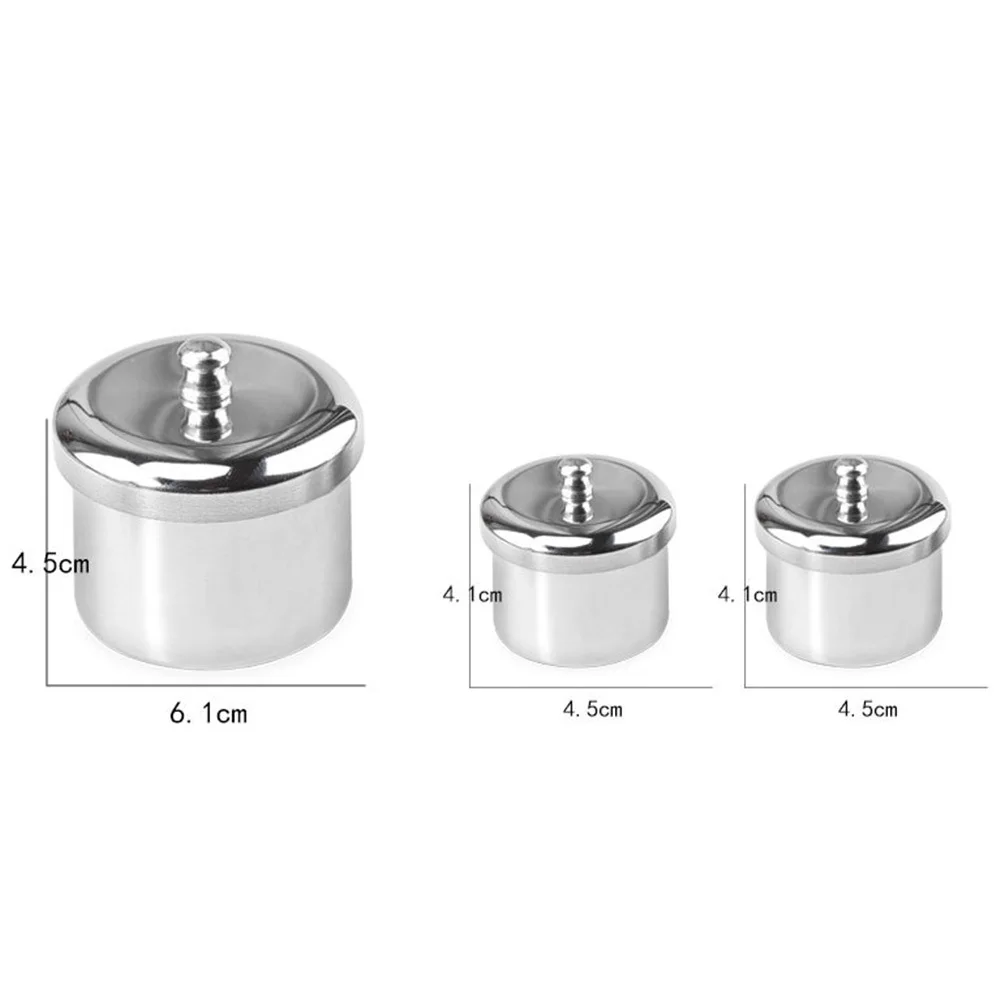 3Pcs Crystal Liquid Powder Container Stainless Steel Nail Art Cups for Acrylic Liquid and Powder Mixing Mini Nail Jars Salon