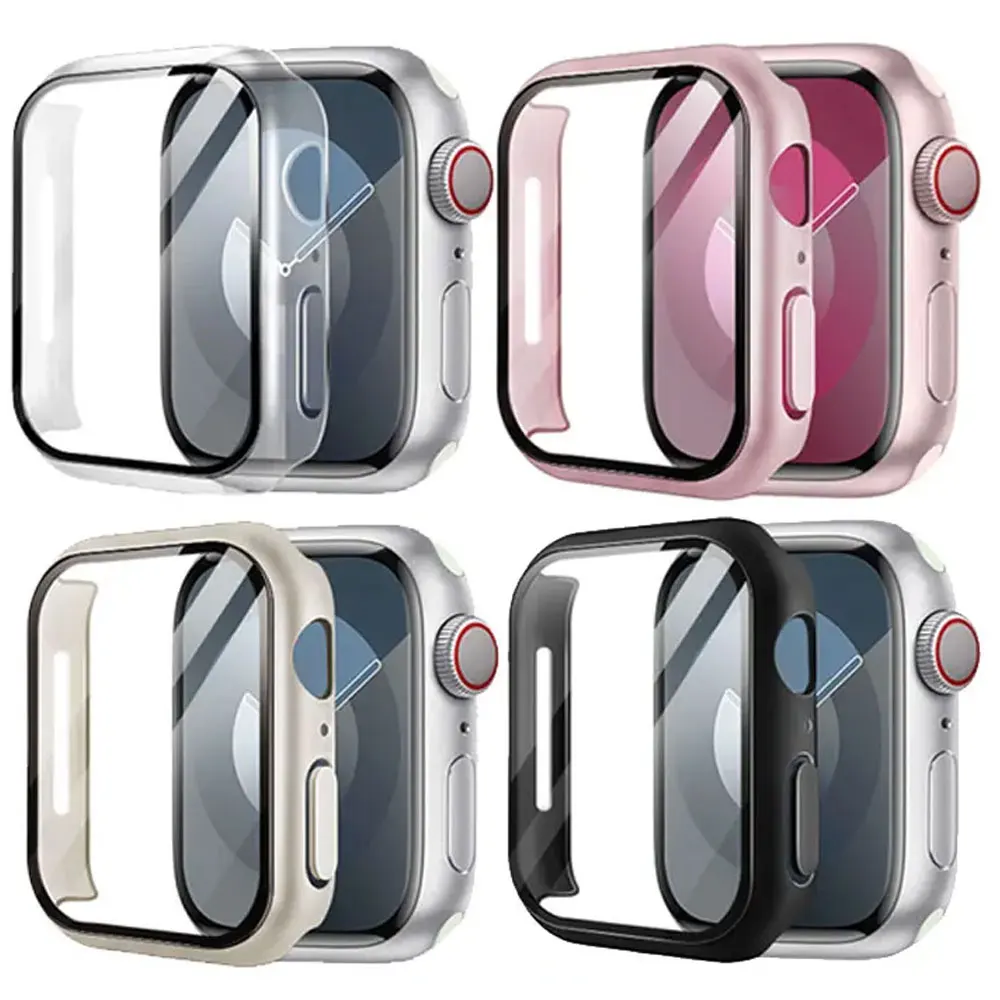 

Tempered Glass+cover For Apple Watch Accessories 45mm 41mm 44mm 40mm 42mm Screen Protector Apple watch Case serie 9 4 5 6 SE 7 8