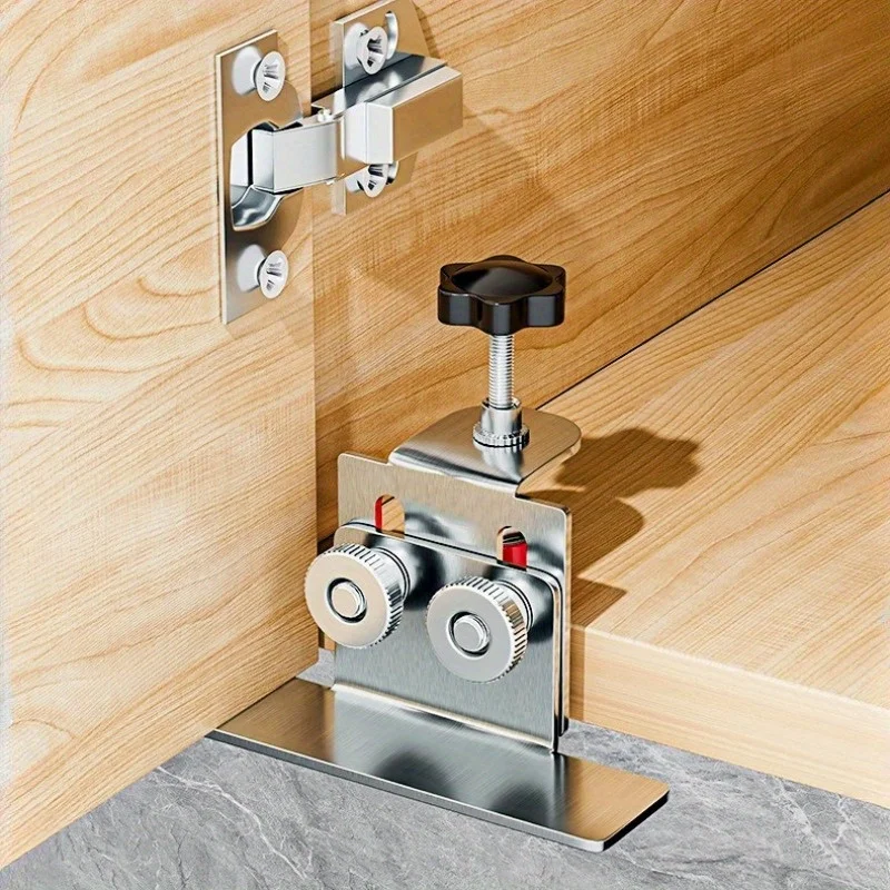 Stainless Steel Cabinet Door Mounting Jig Adjustable Height Clamp for Woodworking and Construction Hidden Door Installation Tool