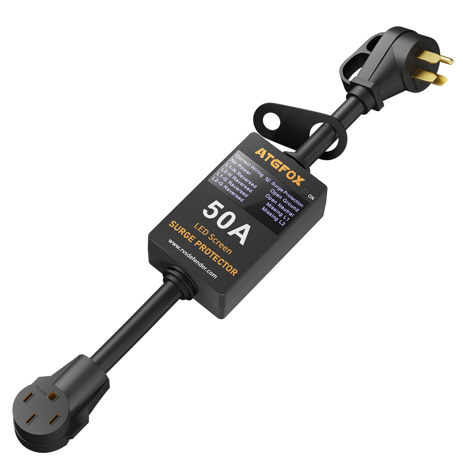 

ATGFOX RV 6500J Surge Protector 50amp Circuit Analyzer 3.55inch Smart LED Screen Surge Protection Devices With Waterproof Cover