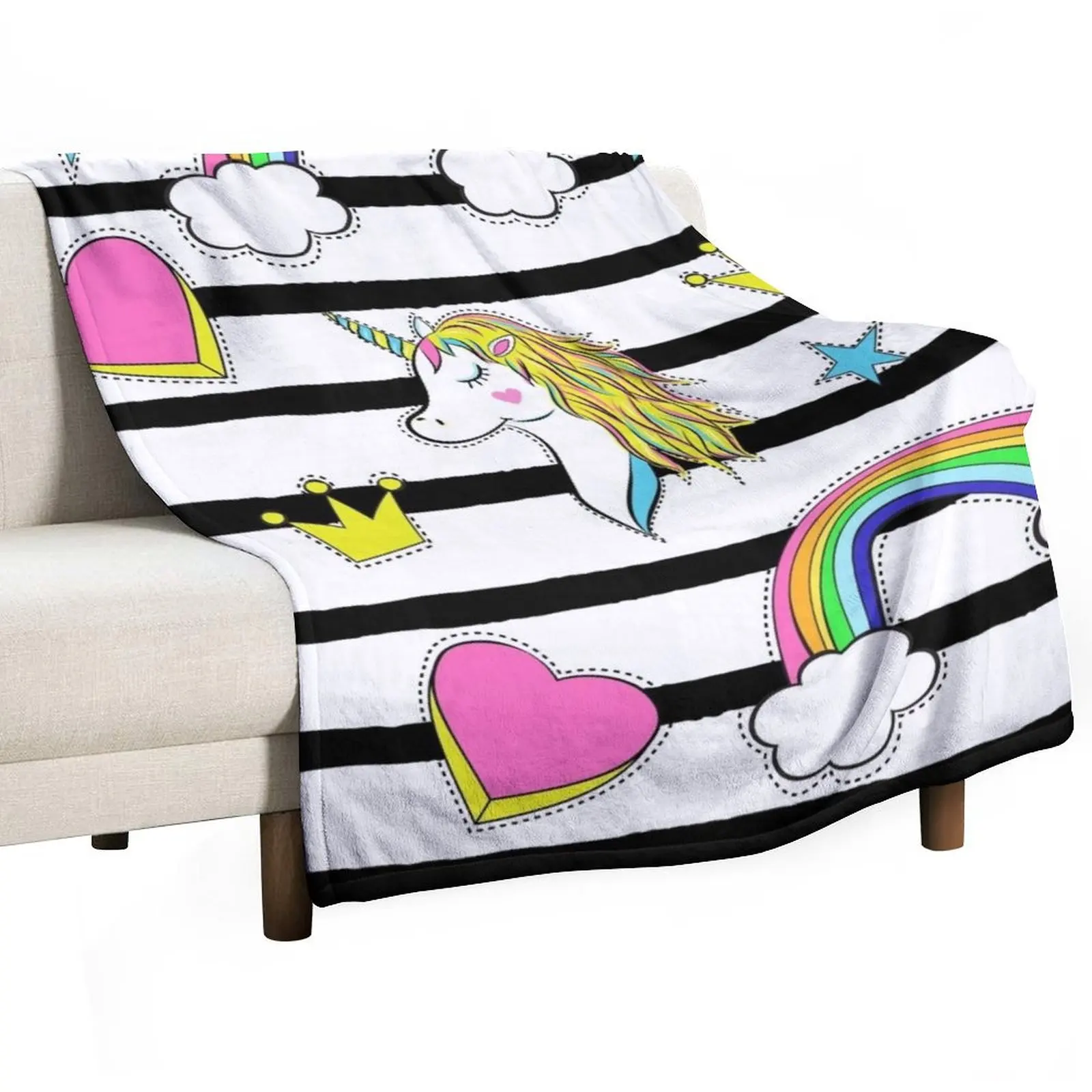 

Retro Unicorn Throw Blanket for sofa Personalized Gift Decorative Beds Bed covers Blankets