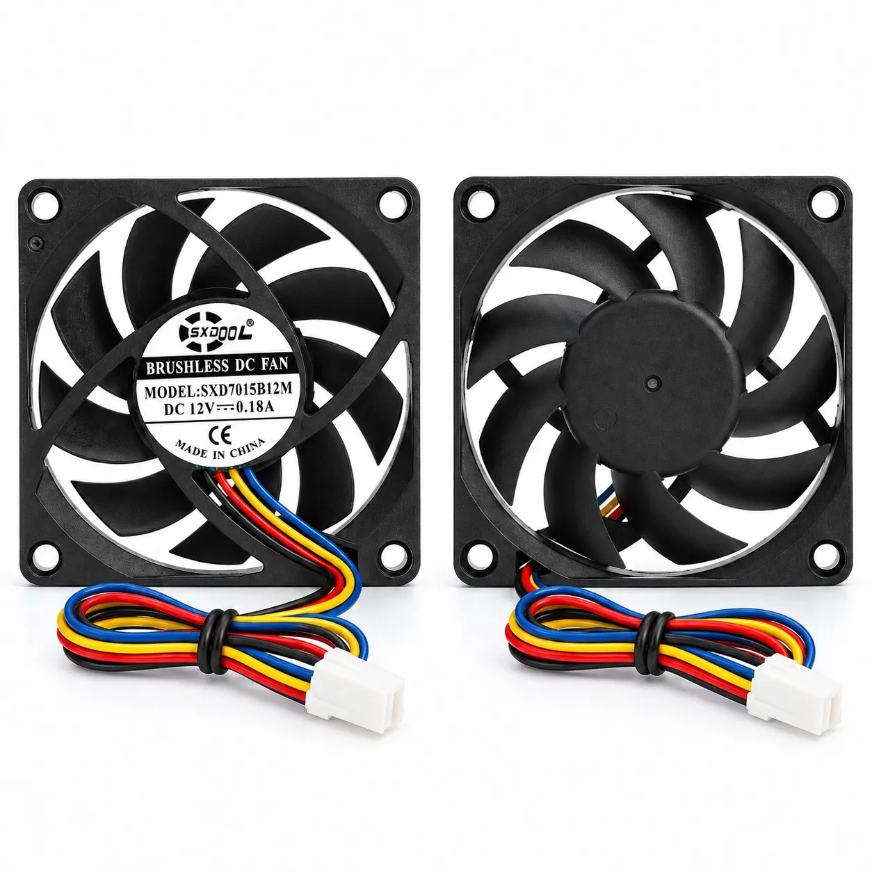 SXD7015B12M Cooling Fan 70x70x15mm 7015 12V 0.18A 3000RPM PWM Dual Ball Bearing 4-Pin 2-Pack for SXDOOL