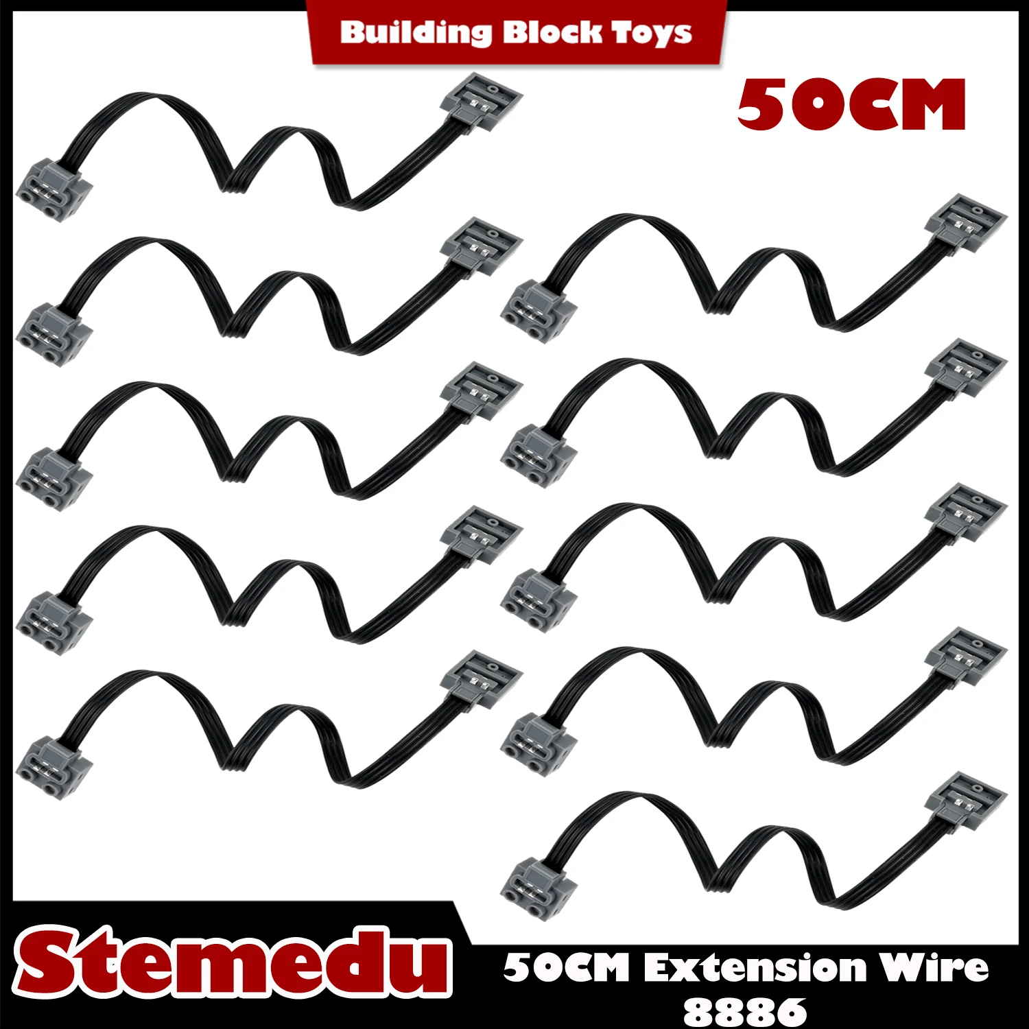 10pcs 25cm/50cm MOC Building Block Connecting Cable Power Function Motors/Remote Control/Receiver 8871 8886 8293 Extension Wire