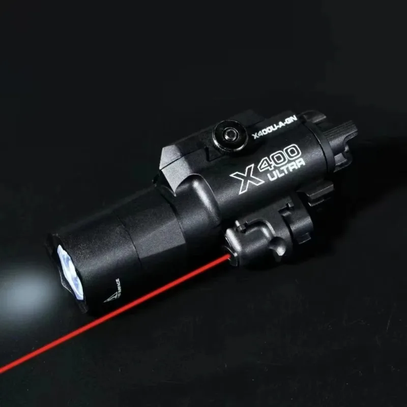 Linterna de Alta Intensidad 2 en 1 X400U con Puntero Láser, Compatible con Rieles de 20 mm, para Pistolas de Airsoft, Caza, Partidos de CS, Juegos de Guerra (Batería no Incluida)