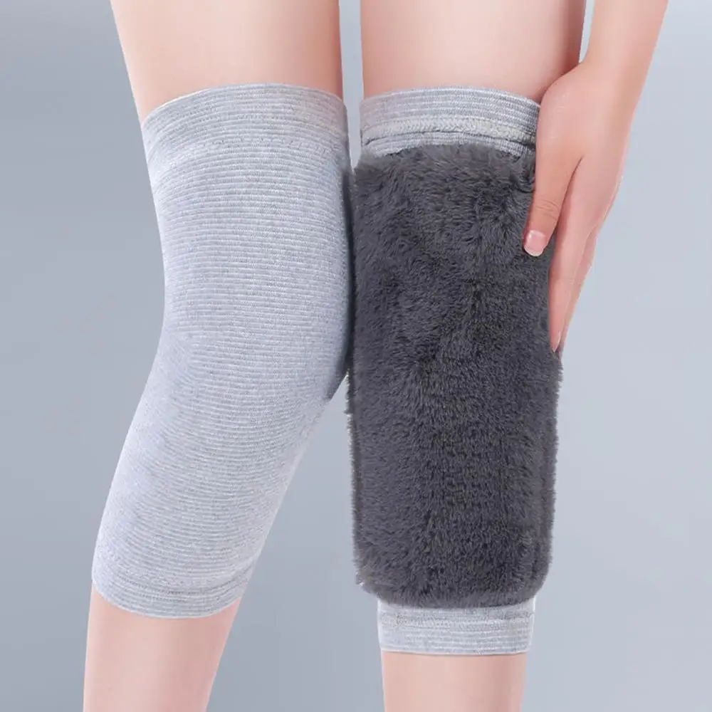 1 paar Winter Warme Knie Pads Kaninchen Fell Beinlinge Frauen Männer Kalten Bein Arthritis Kneepad Sport Radfahren Skifahren Bein Schutz