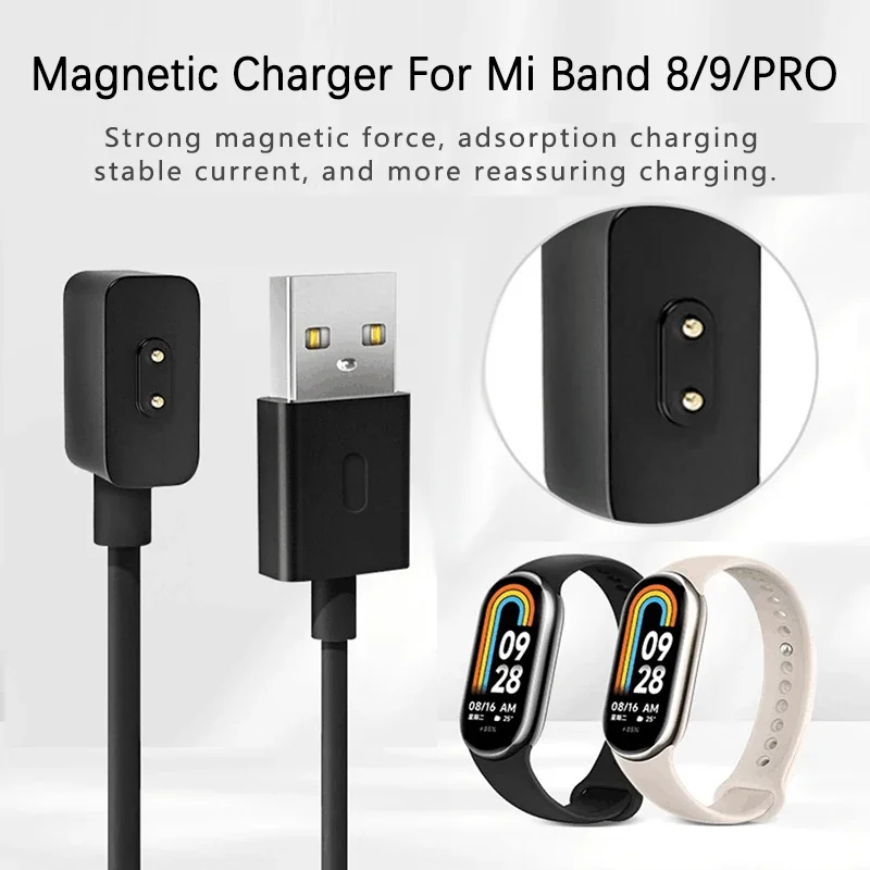 Magnetic Charger For Xiaomi Mi Band 8/9 Charging Cable MiBand 8/9Pro Smart Watch USB Charger Cradle Charging Wire Equipment