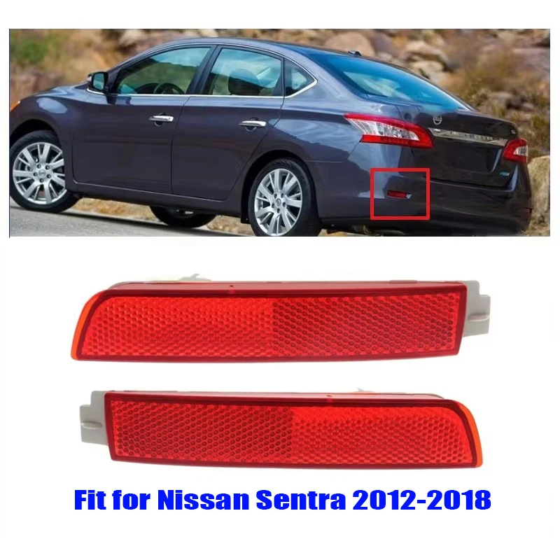 2Pcs/Pair LED Car Exterior Rear Bumper Reflector Tail Brake Stop Running Light For Nissan Sentra 2012-2018 265655C000 265605C000