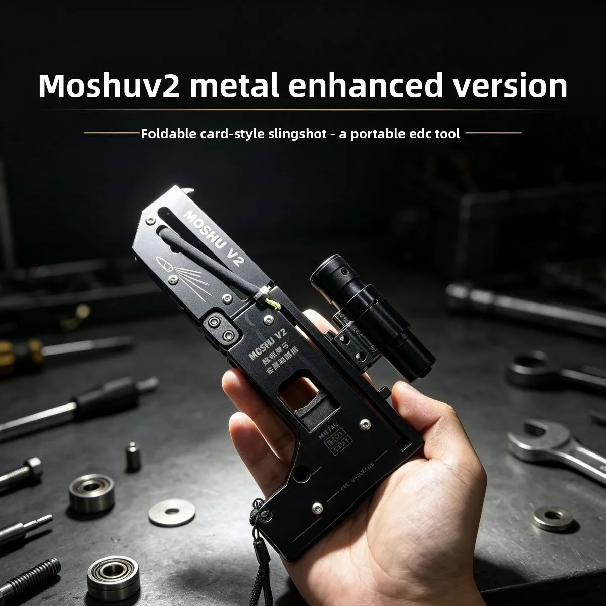 FULL Metal Magic Pivot Card Slingshot Children's Toy Portable Foldable Decompression Slingshot MagaPivot EDC Pocket Defense Pen view 4