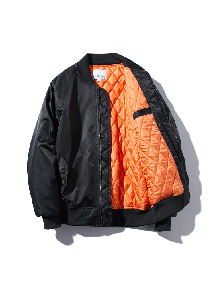 الرجال Thiened القطن Jaet MA الطيار معطف الخريف الشتاء البيسبول Sle الشباب الاتجاه ort سستة إغلاق معطف اللون #5