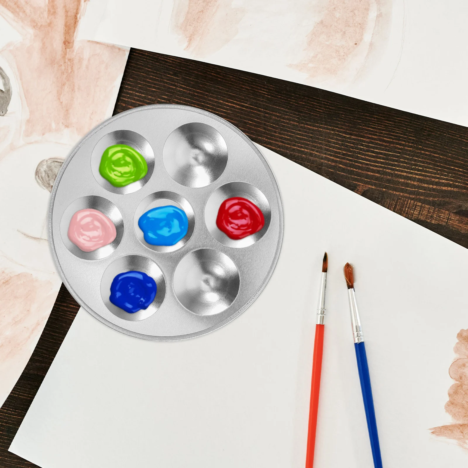 

2Pcs Aluminum Painting Tray Watercolor Painting Tray Durable RustProof Storage Media Students Artists