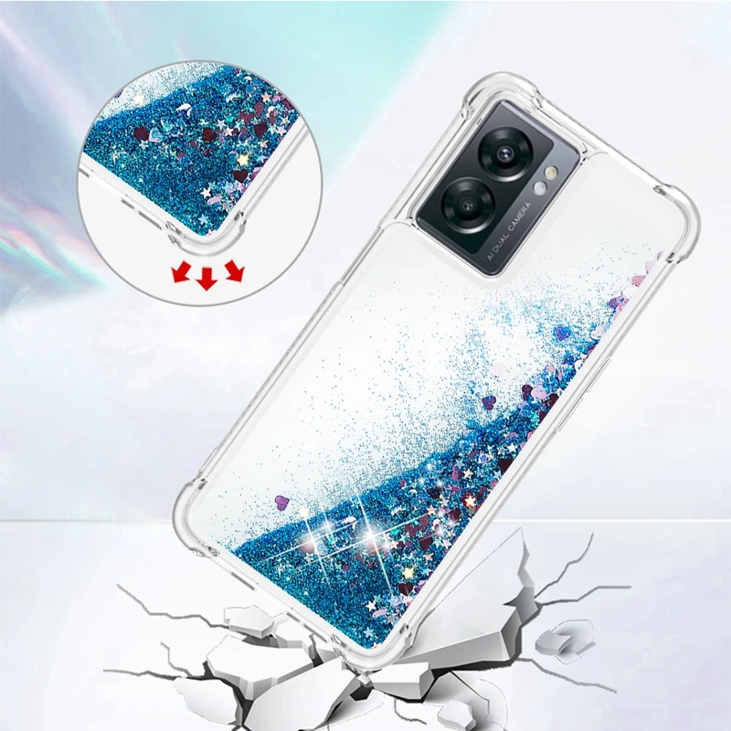 A57 5G PFTM20 Case on For Coque OPPO A57 5G Cover Quicksand Dynamic Liquid Case For Funda OPPO A 57 A77 5G CPH2339 Phone Cases