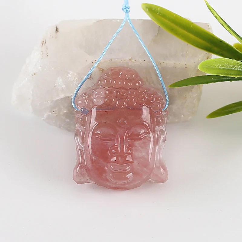 Wholesale Volcano Cherry Quncortz Hand Carved Buddha Pendant Bead,Semiprecious Fashion Jewelry Necklace Accessories