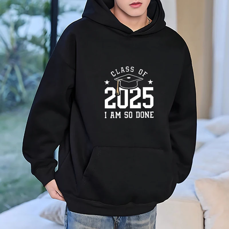 

Class of 2025 Graduation Graphics Hoodie Men women Graduation Season Fleece pullover Casual Loose vintage Sweatshirt Unisex
