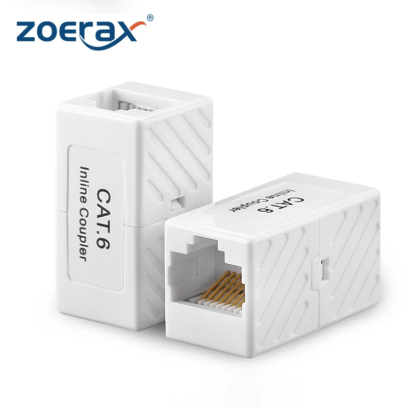 Złączka sieciowa ZoeRax 2 szt. RJ45 Cat6, łącznik przedłużacz Ethernet do kable Ethernet Cat6/Cat5e/Cat5