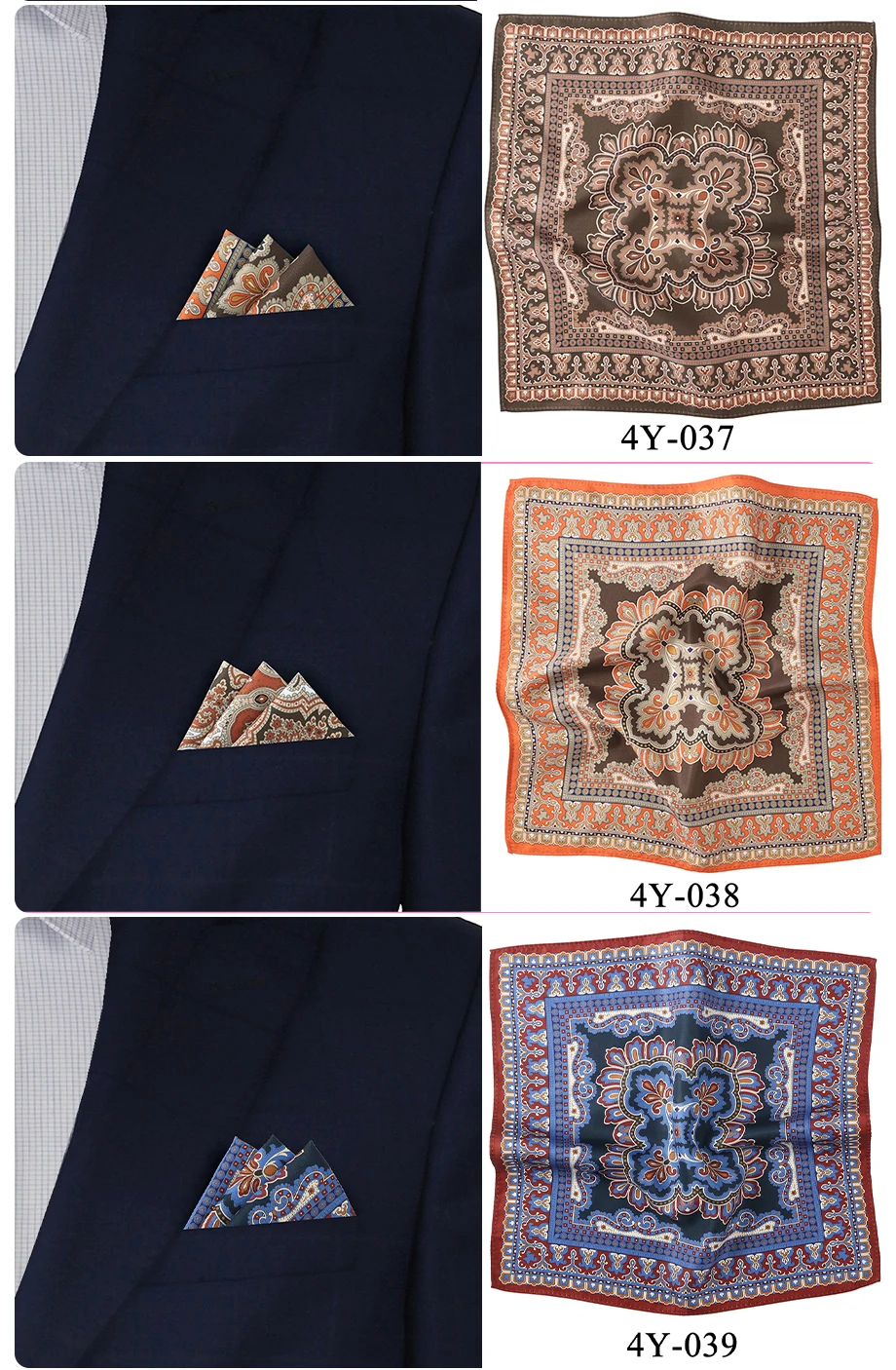 Neue Männer Einstecktuch Taschentuch Zubehör Paisley Dot Vintage Business Anzug Taschentuch Brust Schal 30*30 cm Geschenk – Detail 8