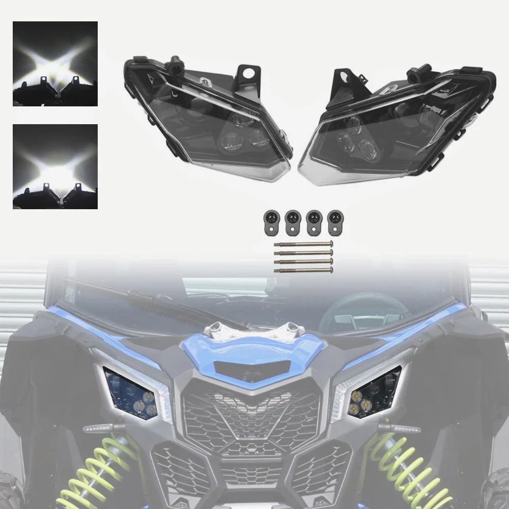 1 Pair LED Headlight UTVAccessories for Can Am Maverick X3 XDS XRS Max Turbo R (2 seat and 4 seat models) 2017-2023