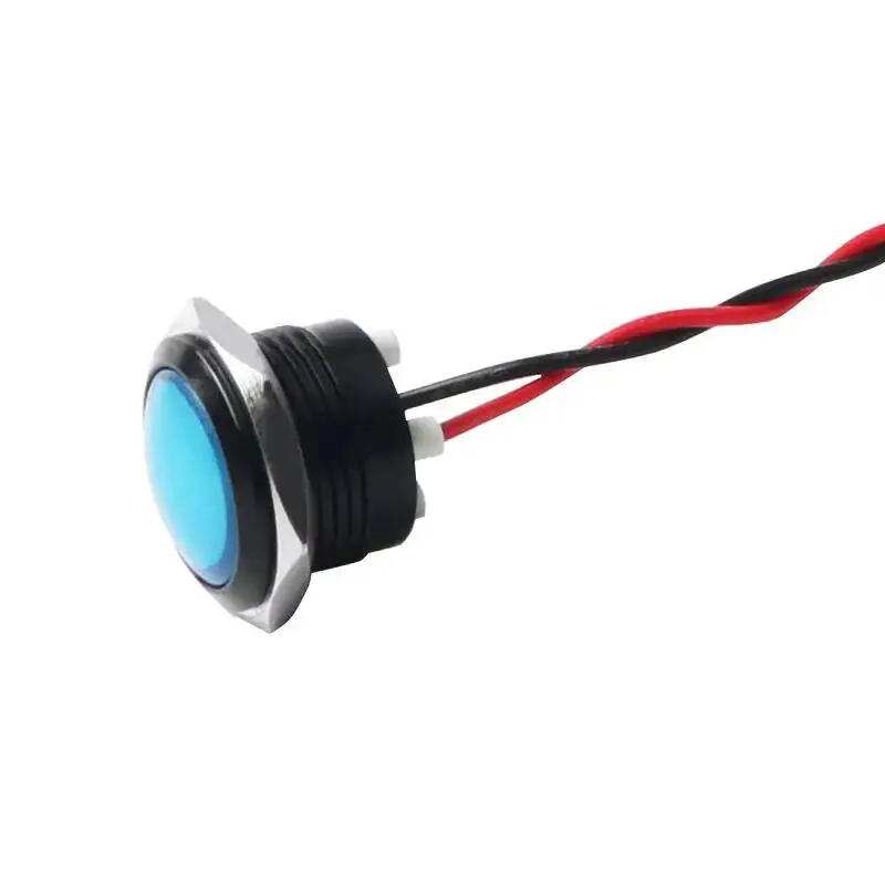 5 قطعة 16 مللي متر مؤشر معدني ضوء أكسيد الألومنيوم أسود كروية قطاع خط LED مصدر إشارة مصباح 3 فولت 12 فولت الأزرق