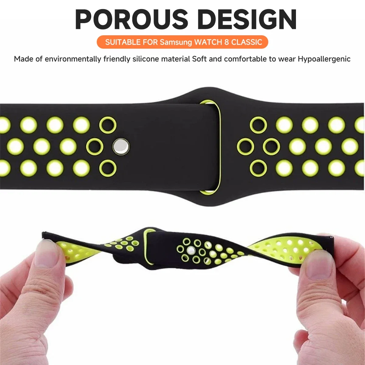 Samsung Galaxy Watch 8 40mm/44mm用シリコンストラップ、通気性スポーツバンド、ウルトラ2025/8クラシック46対応