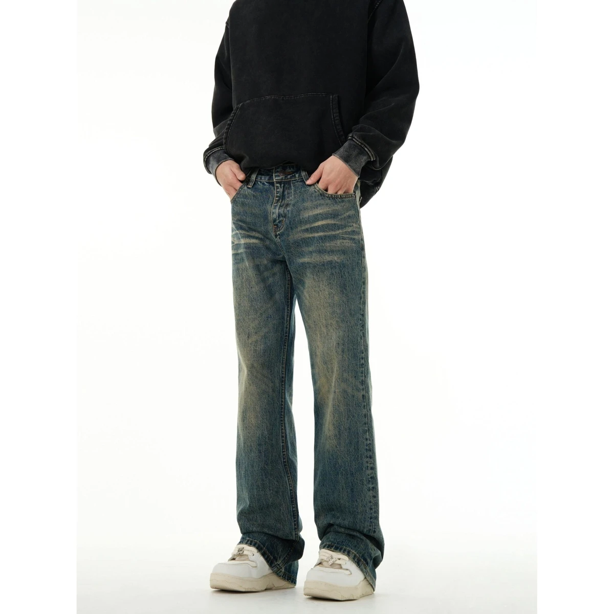 

Американские джинсы Cleanfit Vintage для мужчин: модные прямые брюки с эффектом похудения, из смесового полиэстера и хлопка, летние