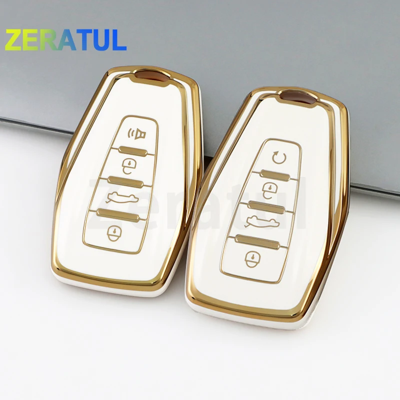 

Gold Edge Fashion TPU Auto Shell Holder Bag For Geely Coolray Atlas Boyue NL3 Emgrand X7 EX7 SUV GT GC9 Borui Car Key Cover Case