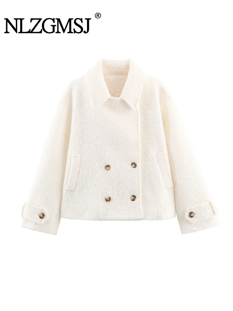 

NLZGMSJ Women Jacket 2025 Winter New Women Fashion Solid Color Long Sleeve Double-Breasted Parka Coat Women Leisure Coats
